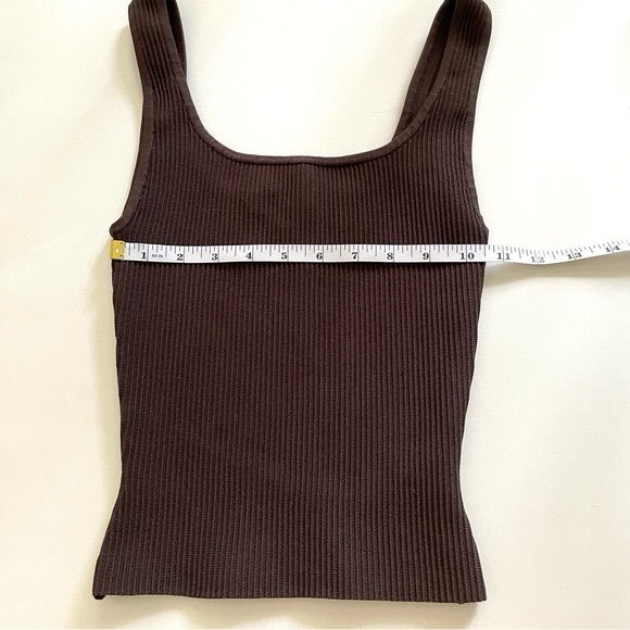 Aritzia Babaton Sculpt Knit Squareneck Ribbed Long Tank in Rich Mocha Brown - Picture 9 of 10